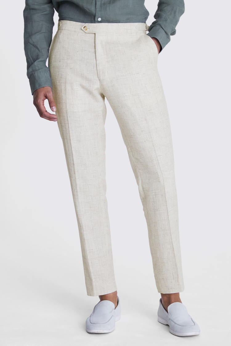 Italian Tailored Fit Off White Check Trousers Buy Online at Moss