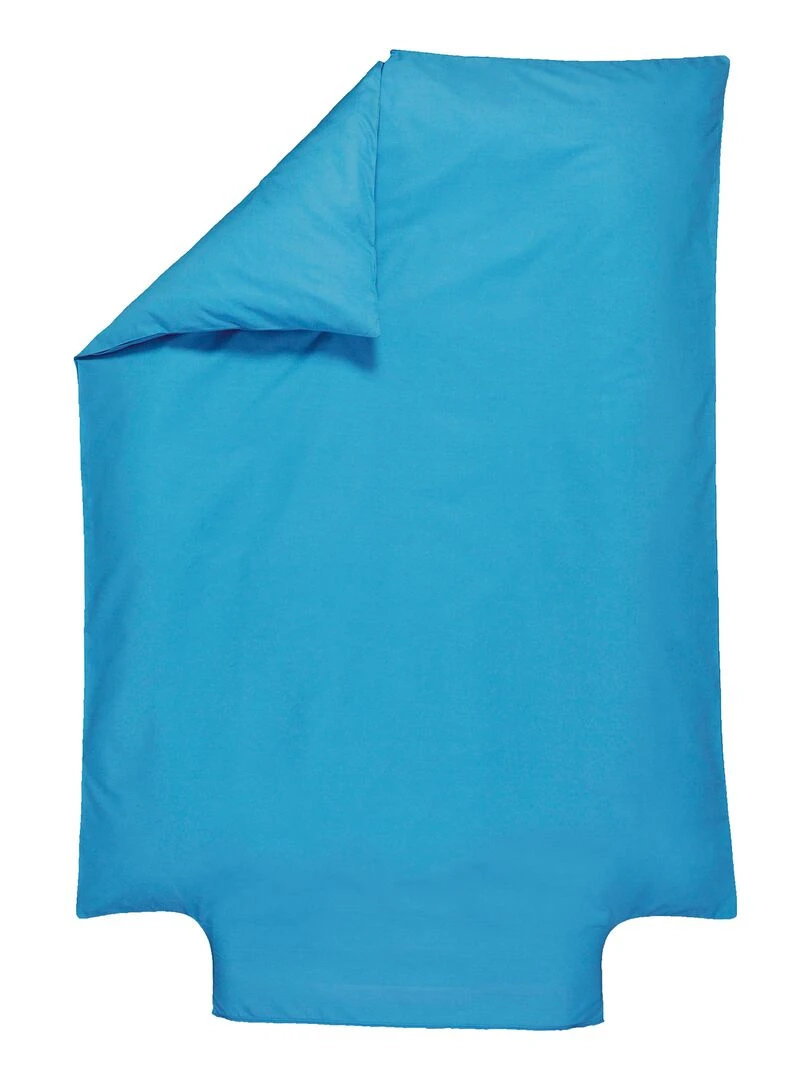 Housse de couette Coton Bio 57 fils 'P'tit Basile' Bleu canard