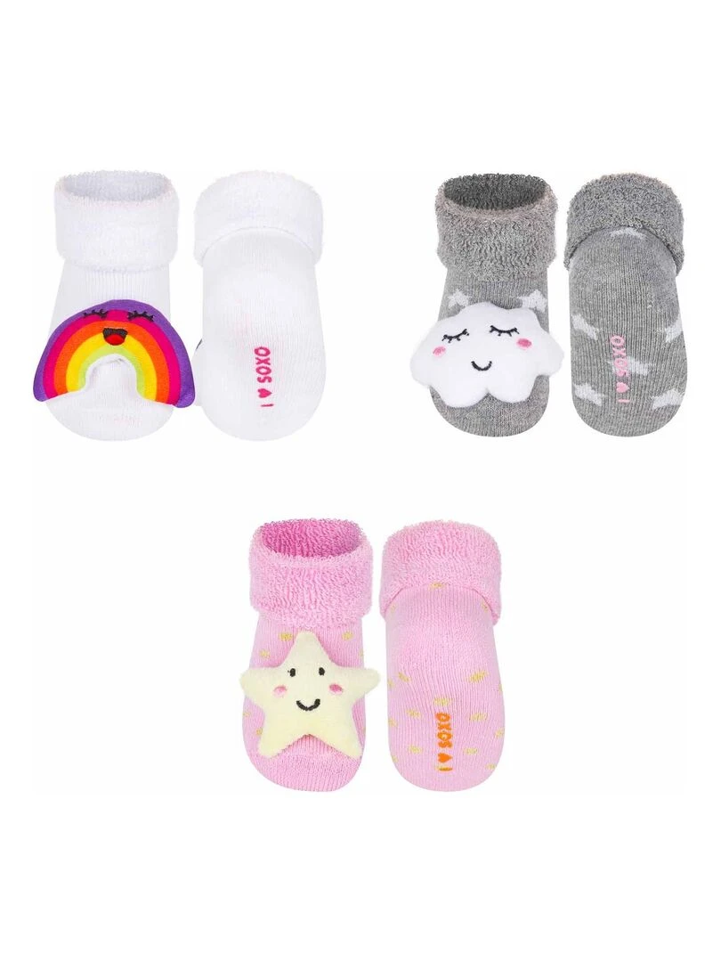 Lot de 3 paires de chaussettes d'éveil Célestine Fille Multicolore