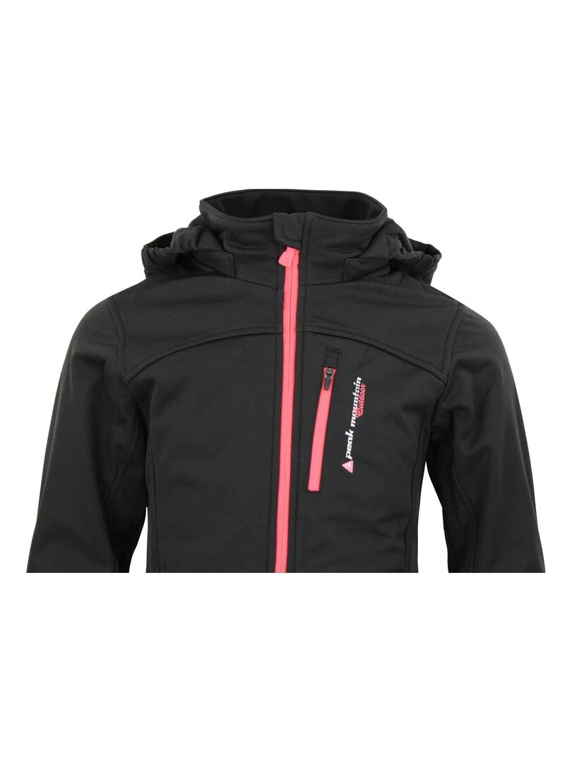 Blouson softshell fille FANNE   PEAK MOUNTAIN   Noir Orange