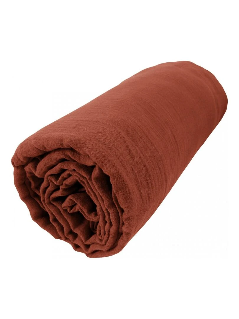 Drap Housse Double Gaze Coton Gaia Rouge