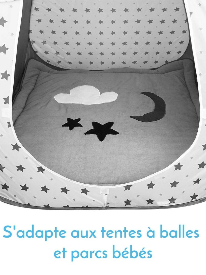 Lot de 5 tapis de jeu  de sol  d'éveil ou de parc bébé  enfant molletonnés   Monsieur Bébé   Gris