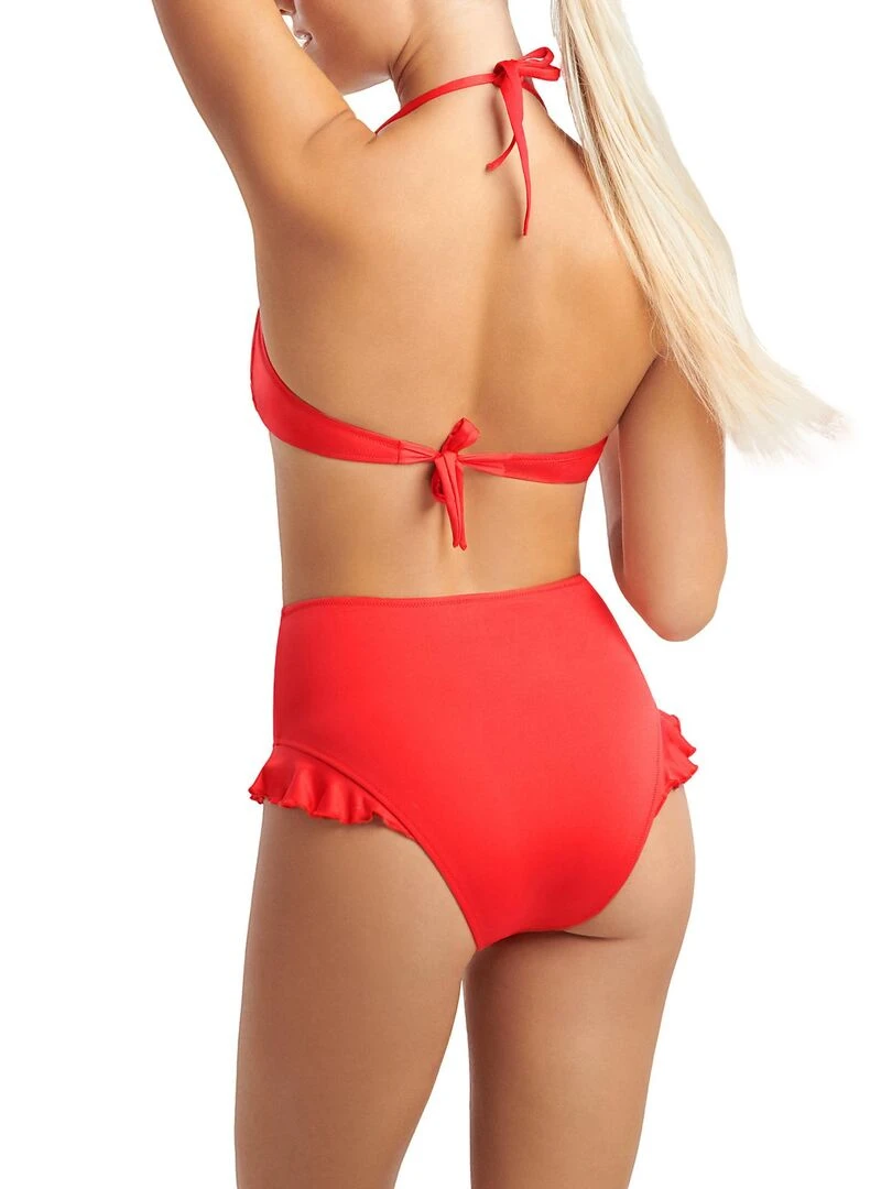 Bas maillot slip de bain échancré taille haute Kenya   Rouge