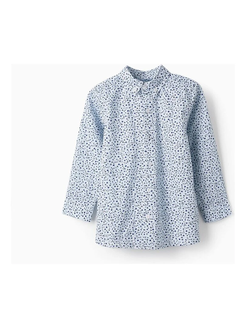 Chemise à motif floral pour garçon manches longues CÉRÉMONIE Bleu clair