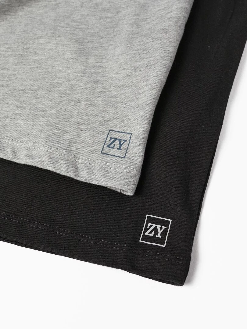 Pack 2 T shirts à manches longues pour garçon manches longues   Noir