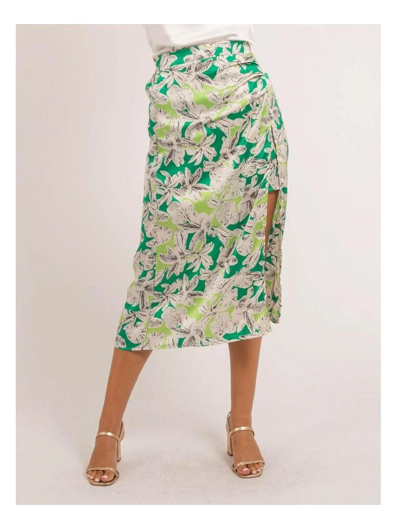 Jupe midi motifs XAMA Vert