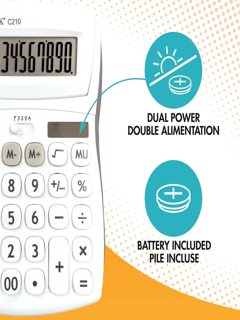 Calculatrice De Bureau 10 Chiffres Avec Écran À Angle Ajustable Et Finition Rubber   N/A
