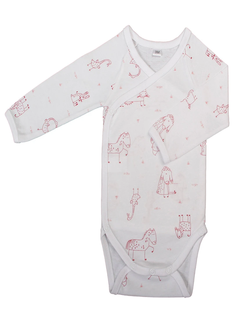 Blanc Avenue Bébé Lot De 2 Bodys Manches Longues Imprimé Rouge brique