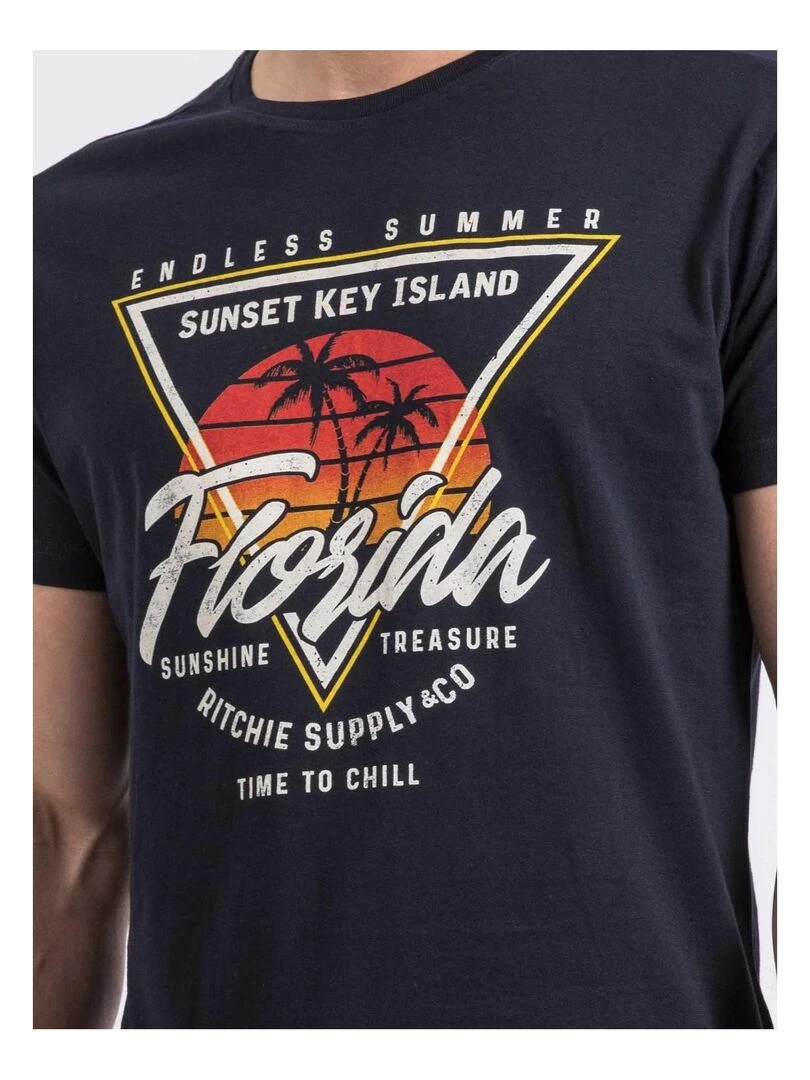 T shirt col rond NILIPACK   Bleu marine