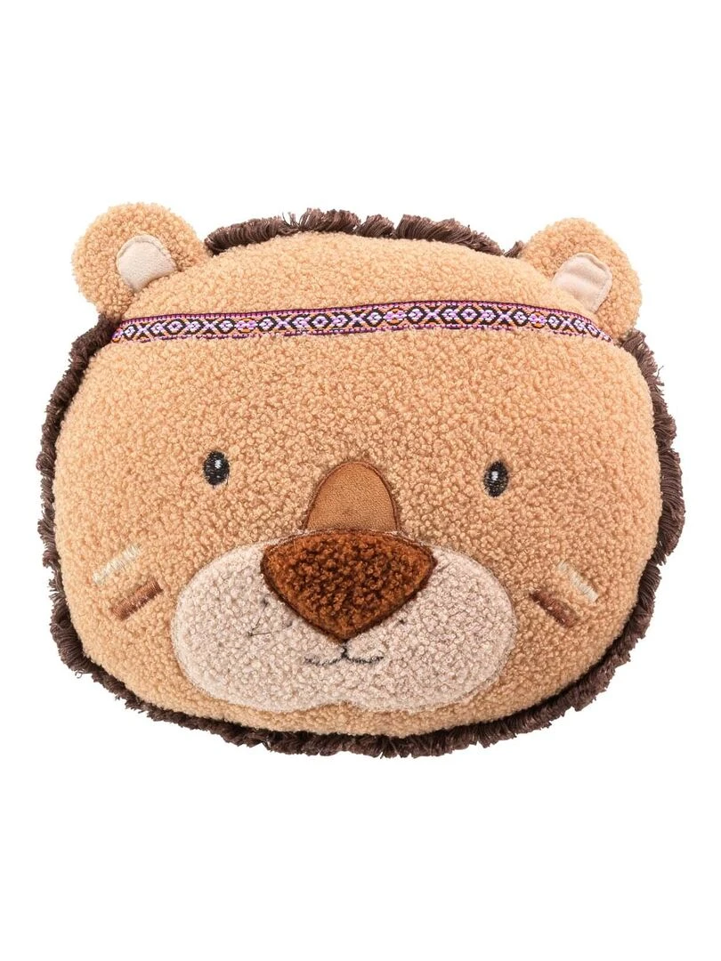 Coussin peluche fantaisie 30 x 30 cm Petit lionceau Marron