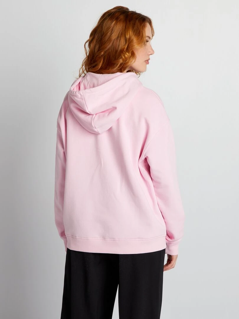 Sweat à capuche en molleton uni   Rose
