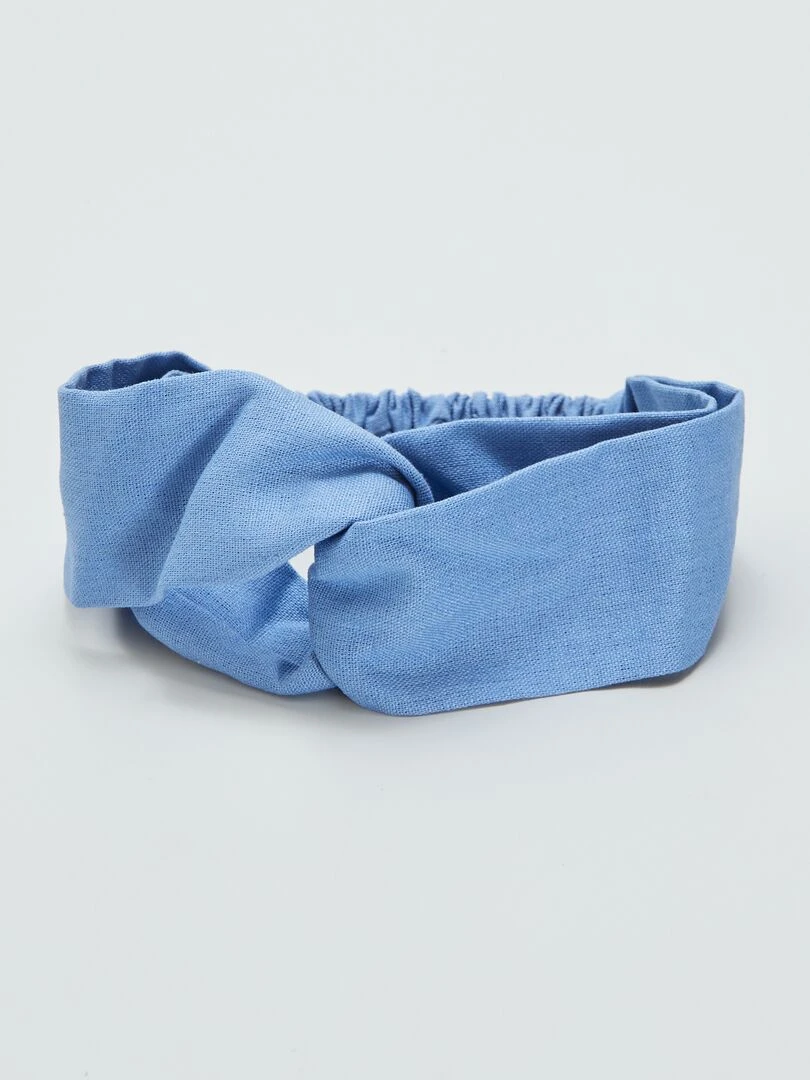 Bandeau croisé en lin Bleu