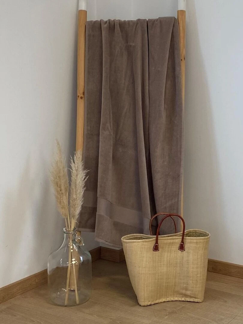 Serviette de bain éponge velours Classy Taupe 90x180 500g/m² Taupe