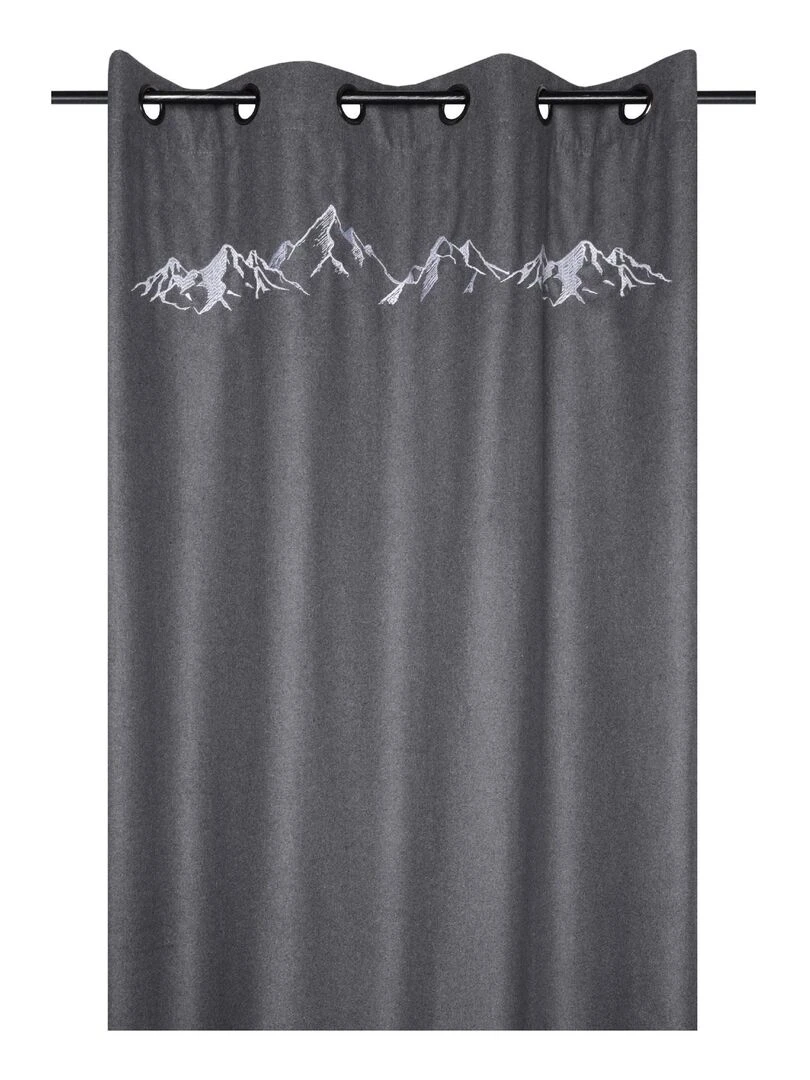 Rideau d'ameublement brodé montagne Gris clair