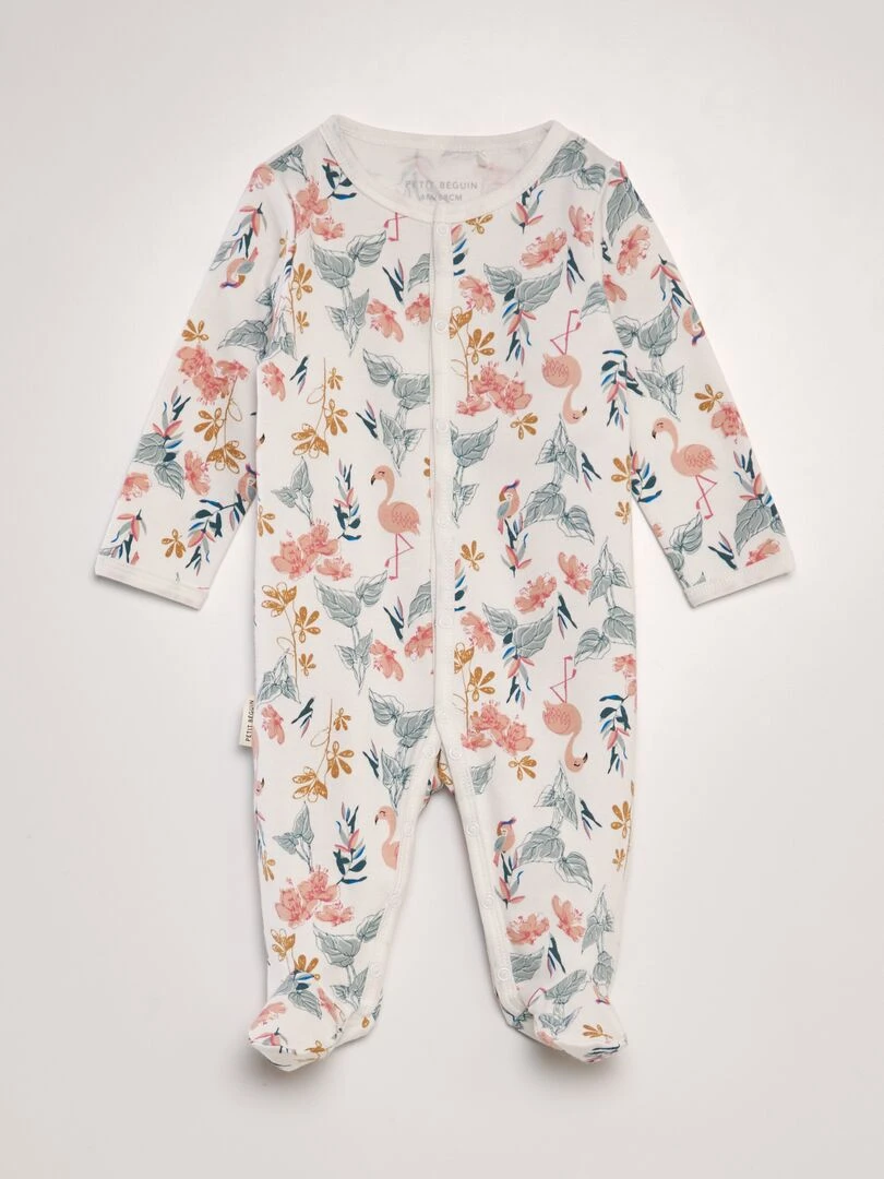 Pyjama 1 pièce 'flamands roses' Blanc