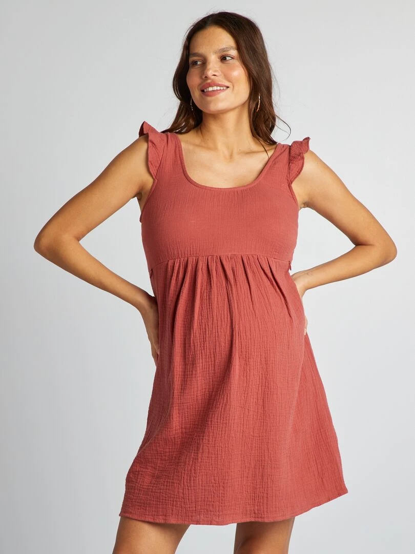 Robe d'allaitement en coton   Brique