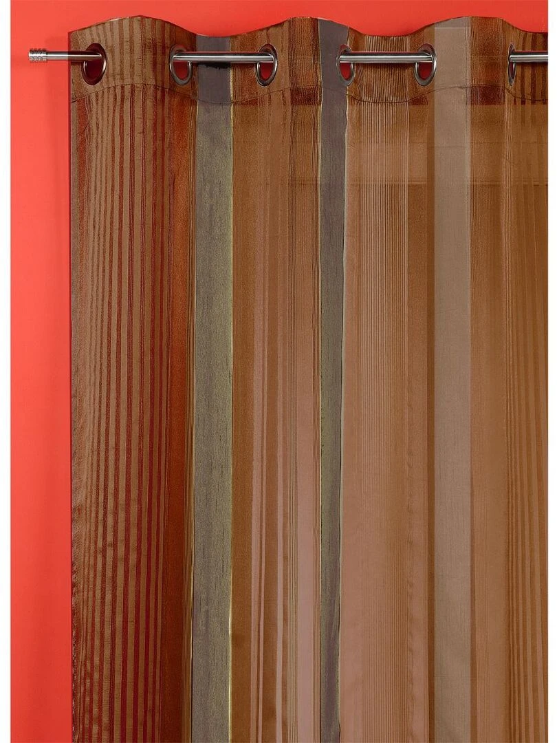 Voilage organza à rayures verticales Marron chocolat