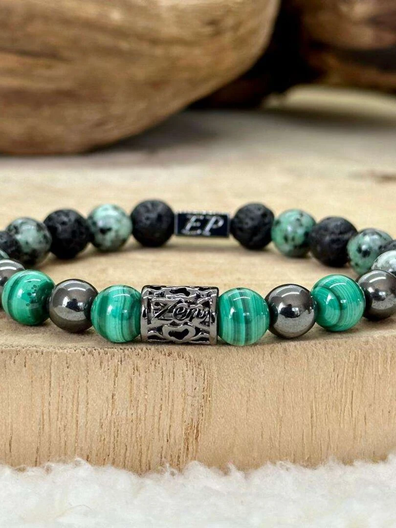 Bracelet zen en malachite Vert
