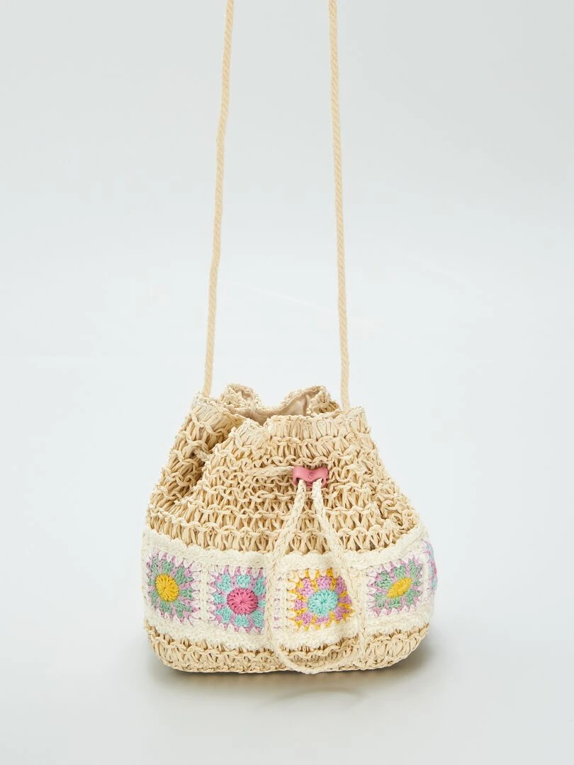 Sac seau en osier   Beige