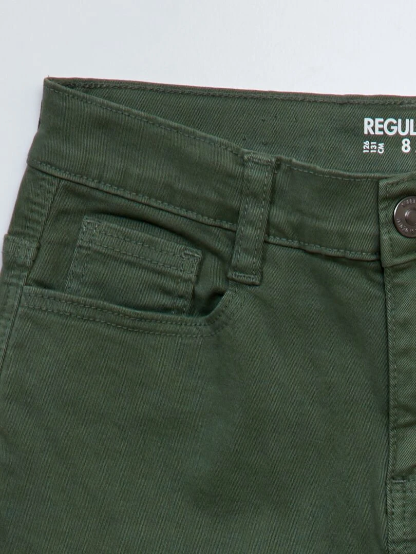 Pantalon regular en twill   Vert