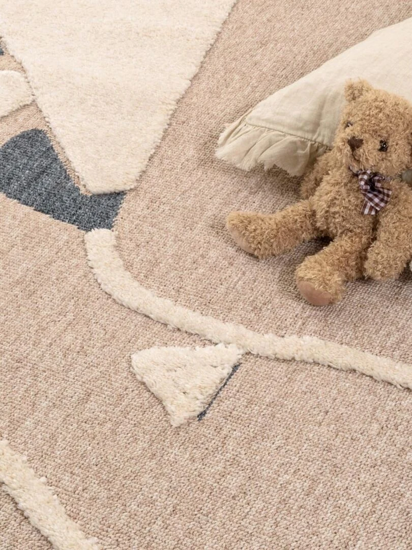 Tapis enfant CERFVOLANT en polyester doux et soyeux OEKO TEX®   Beige