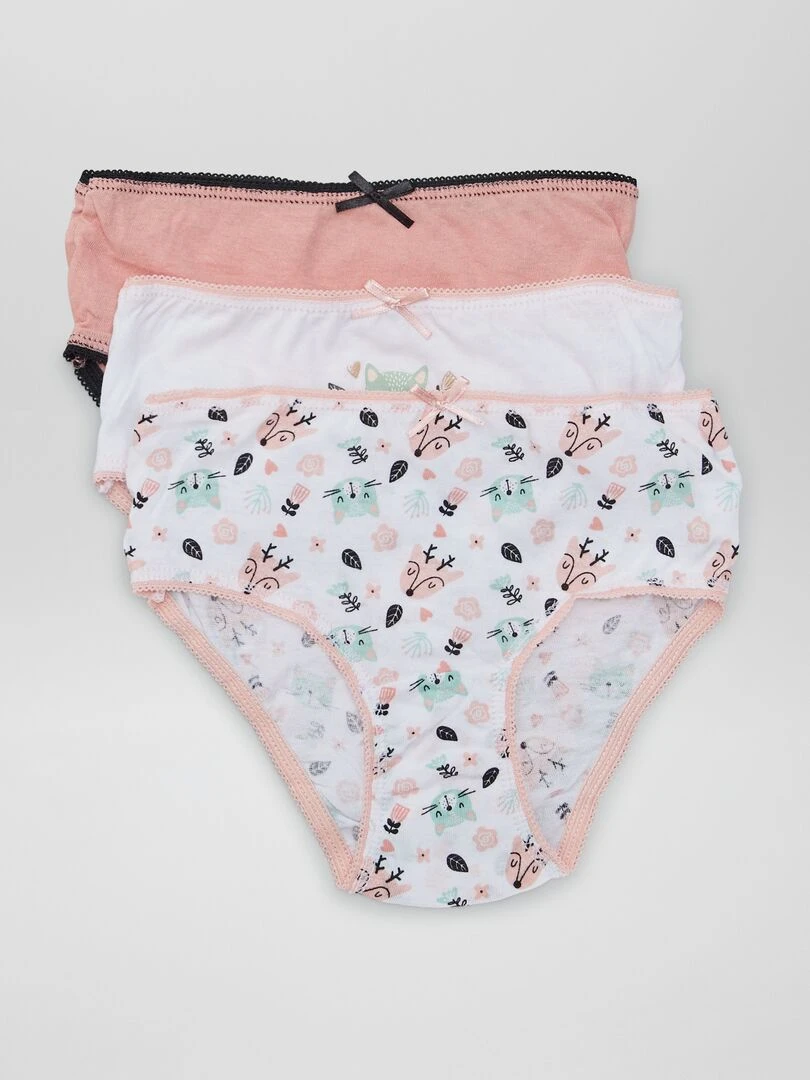 Lot de culottes en coton 3 pièces Rose
