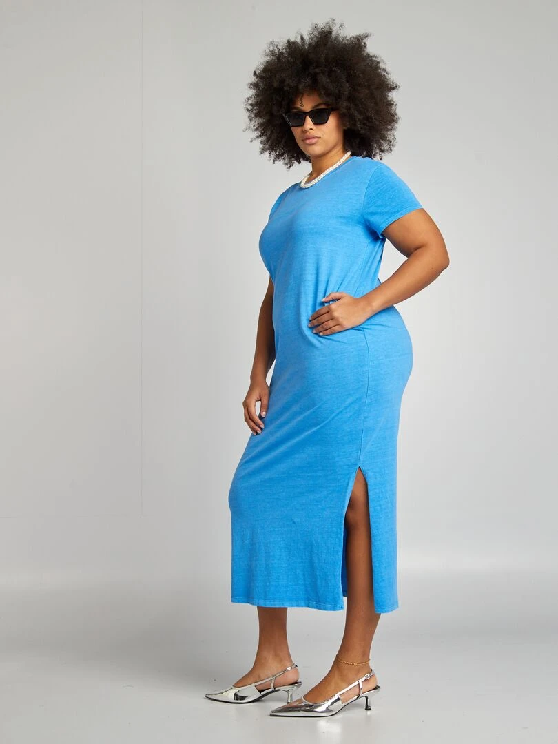 Robe t shirt effet délavé Bleu