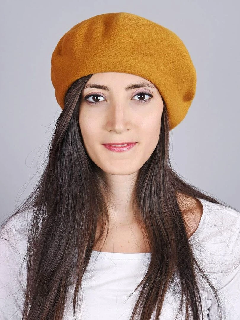 Béret Feutre de Laine Yva Made in UE Jaune moutarde