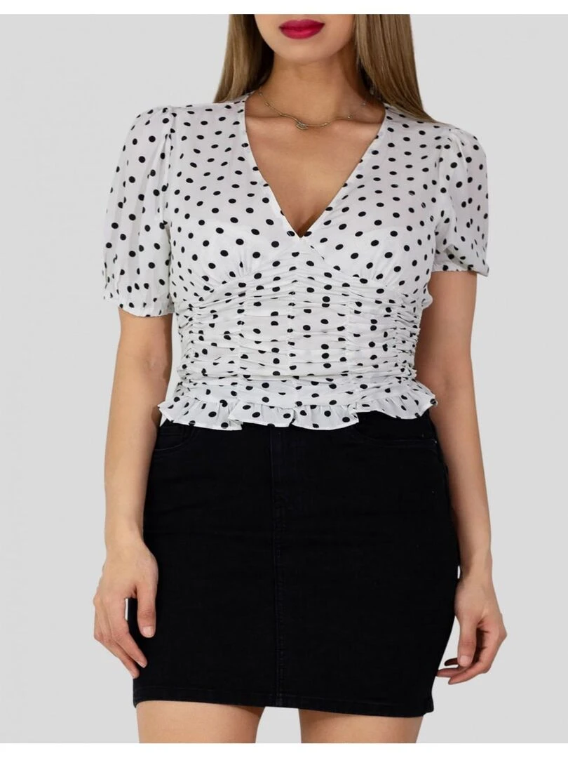 Top à pois Kebello Blanc Blanc