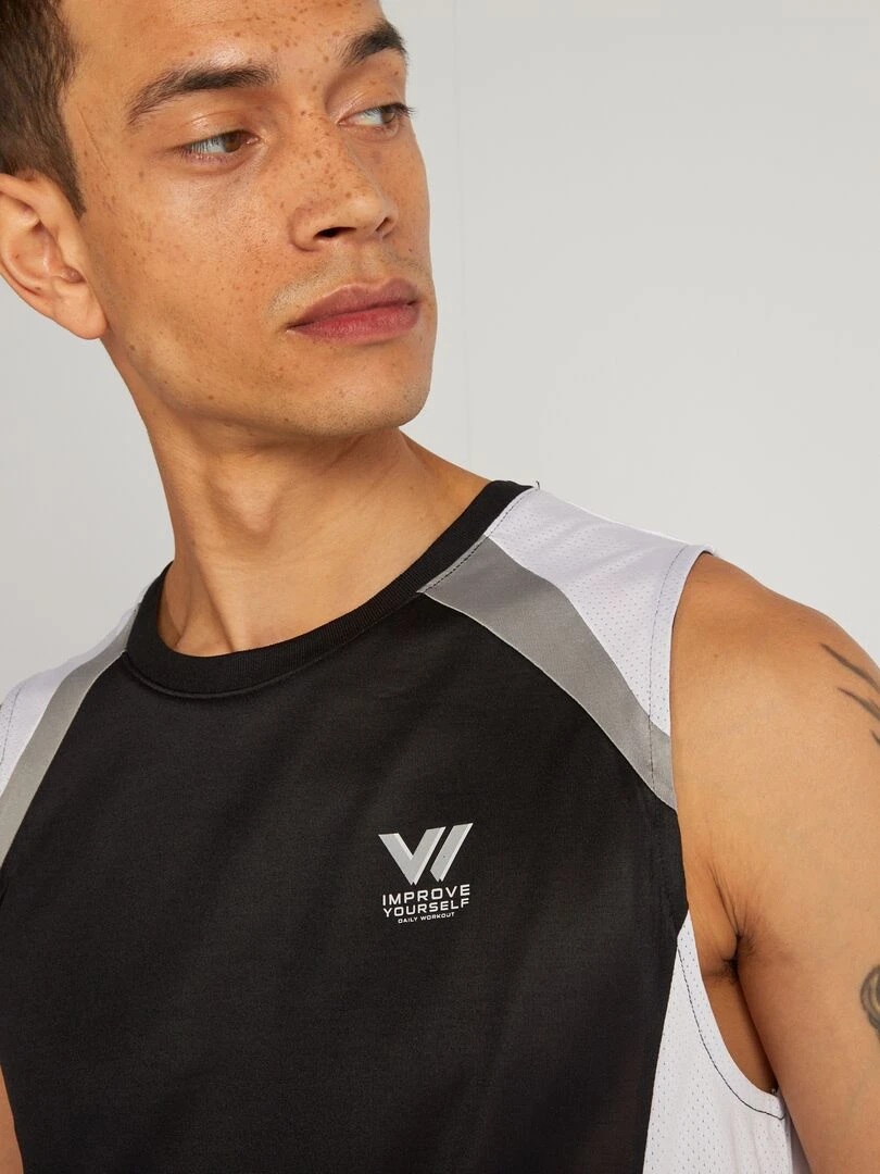 Débardeur droit à col rond   Blanc/noir