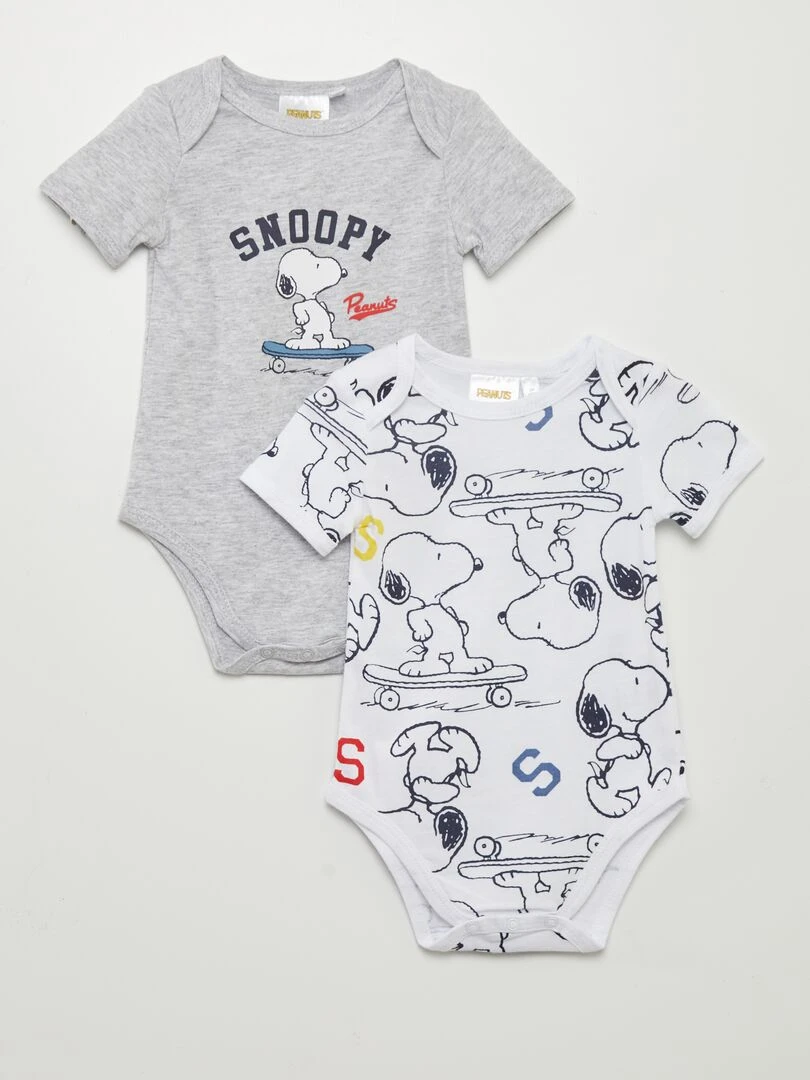 Lot de 2 bodies 'Snoopy' Gris