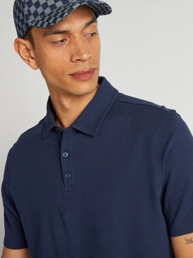 Polo uni texturé   Noir