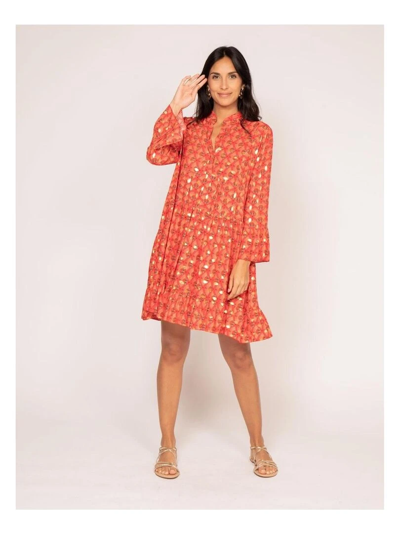 Robe courte motifs ISTHER Rouge