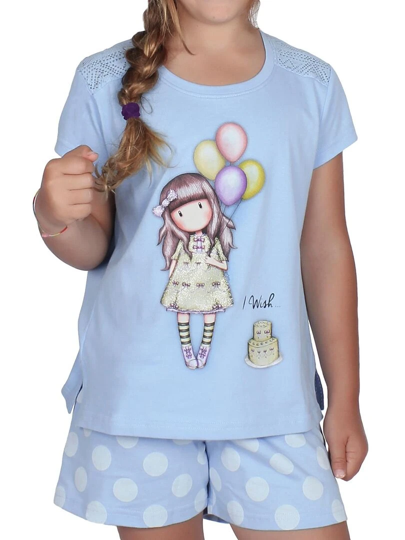 Pyjama short t shirt I Wish Santoro bleu Bleu