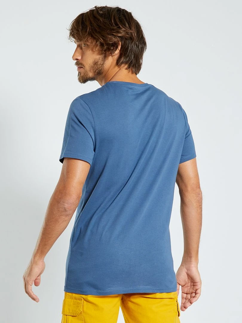 T shirt droit en jersey uni   Bleu gris