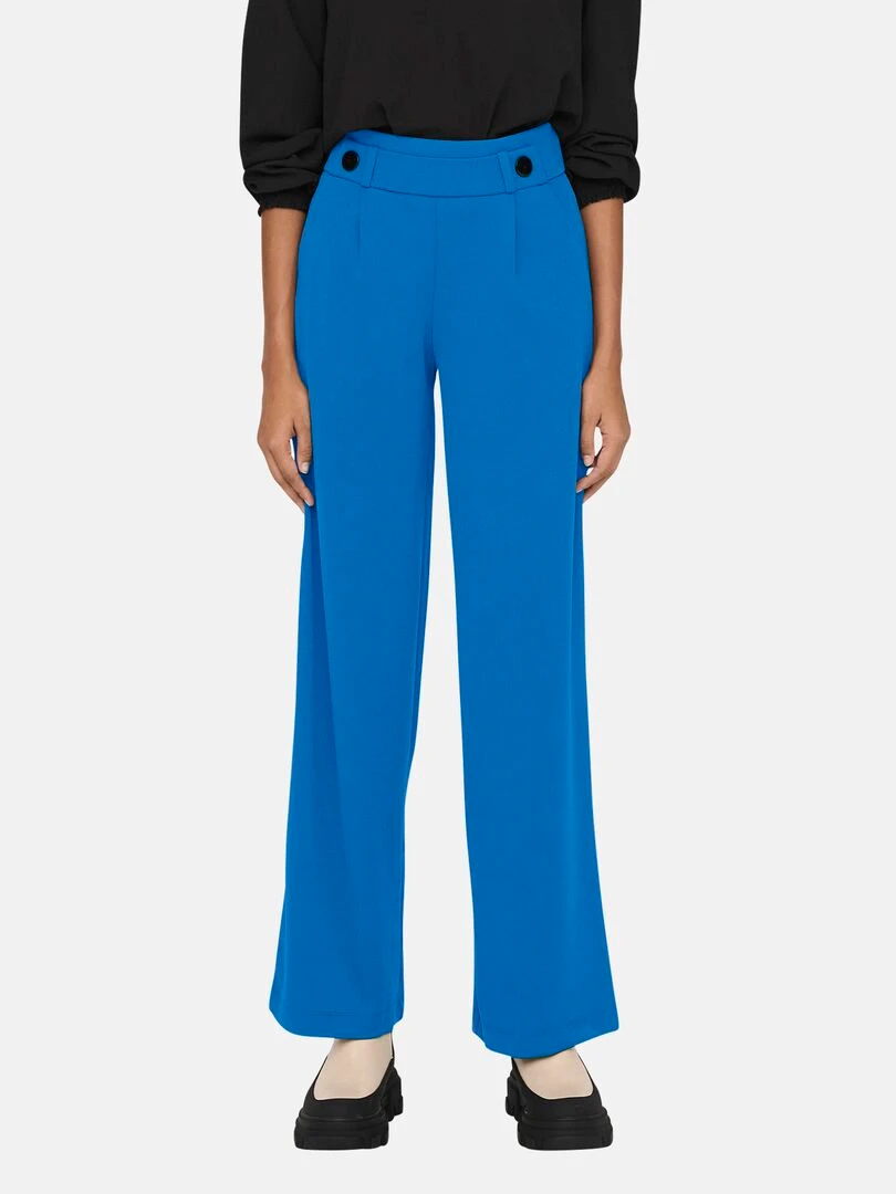 Pantalon large à taille haute BLEU