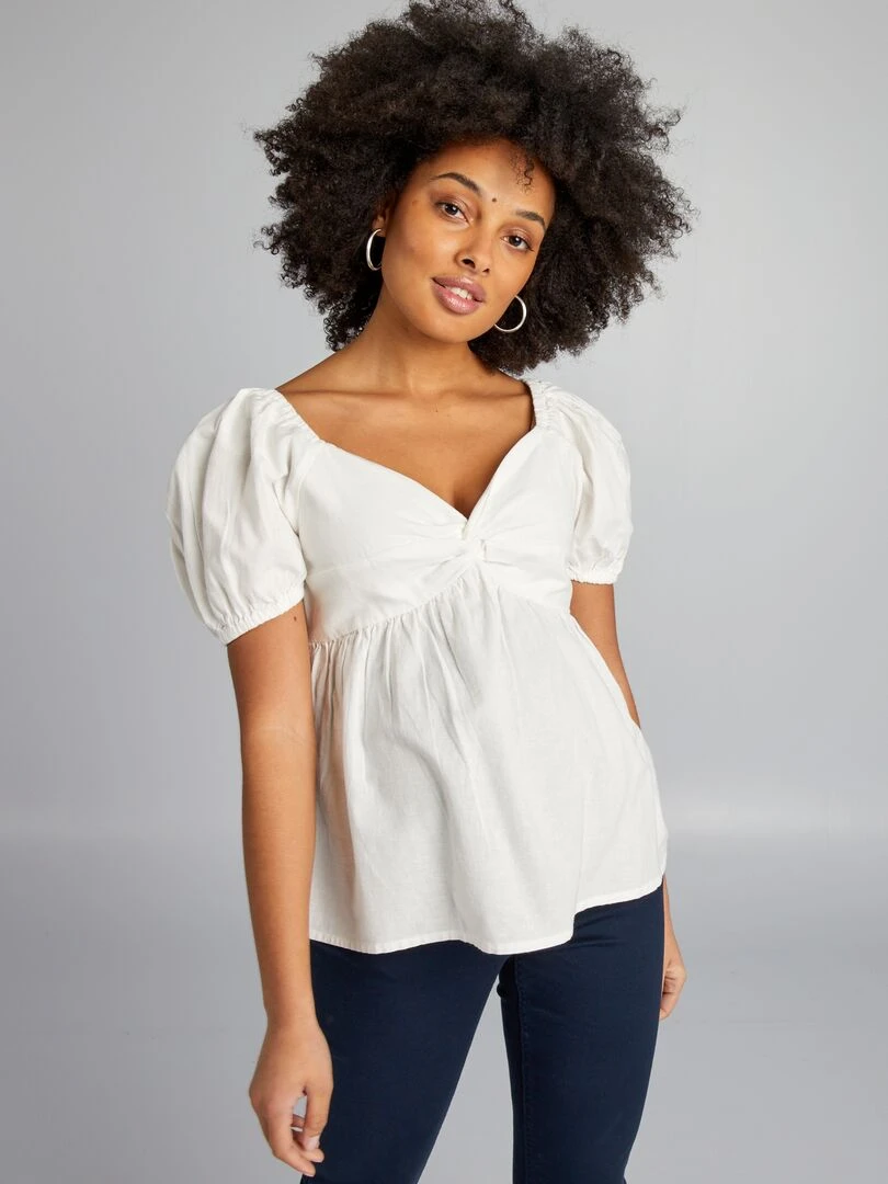 Blouse grossesse en lin blanc