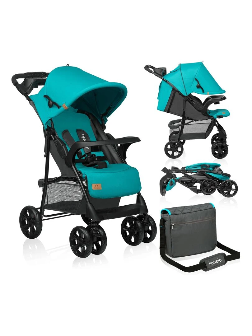 LIONELO Emma Poussette canne Accessoires inclus Bleu turquoise Bleu turquoise