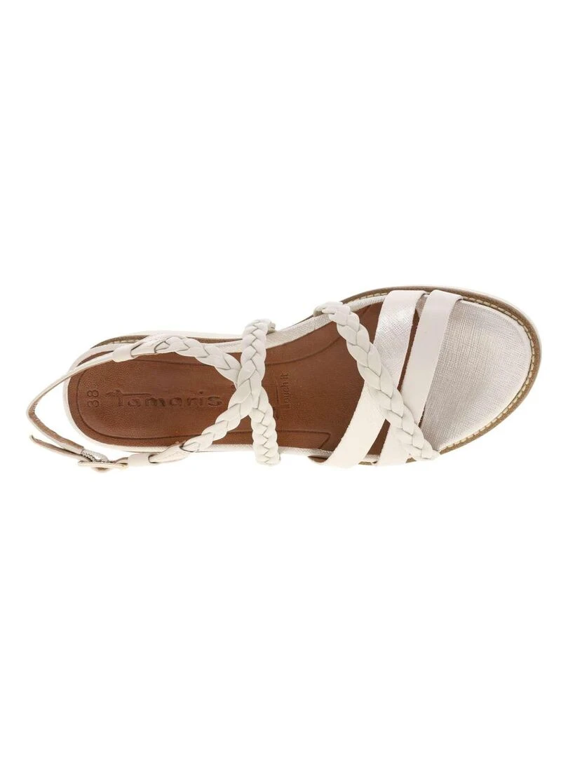 TAMARIS   Nu pieds cuir talon compensée   Ivoire