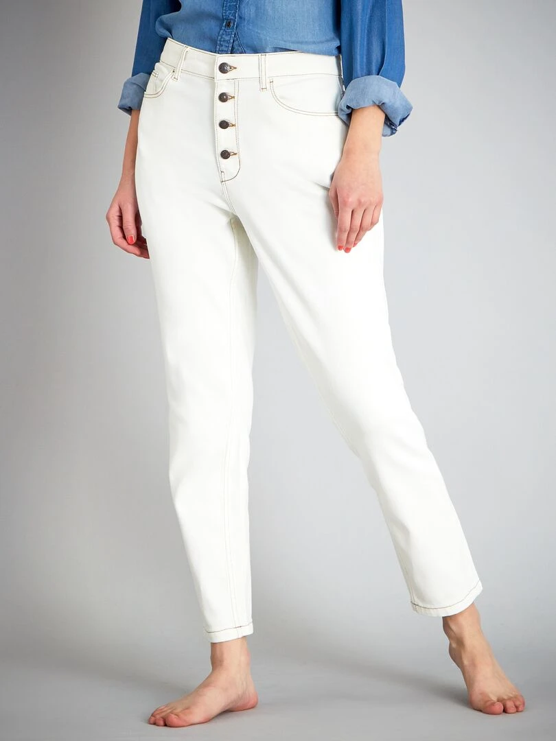 Jean mom à taille très haute L28 Blanc