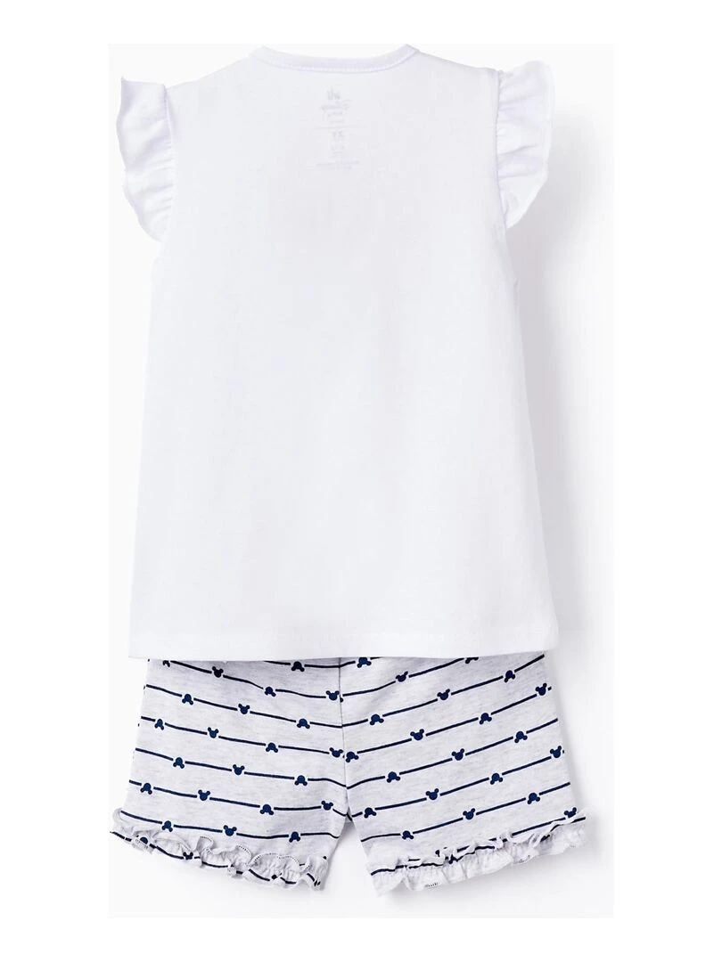 Pyjama En Coton Pour Bébé Fille 'Minnie' manches courtes Blanc