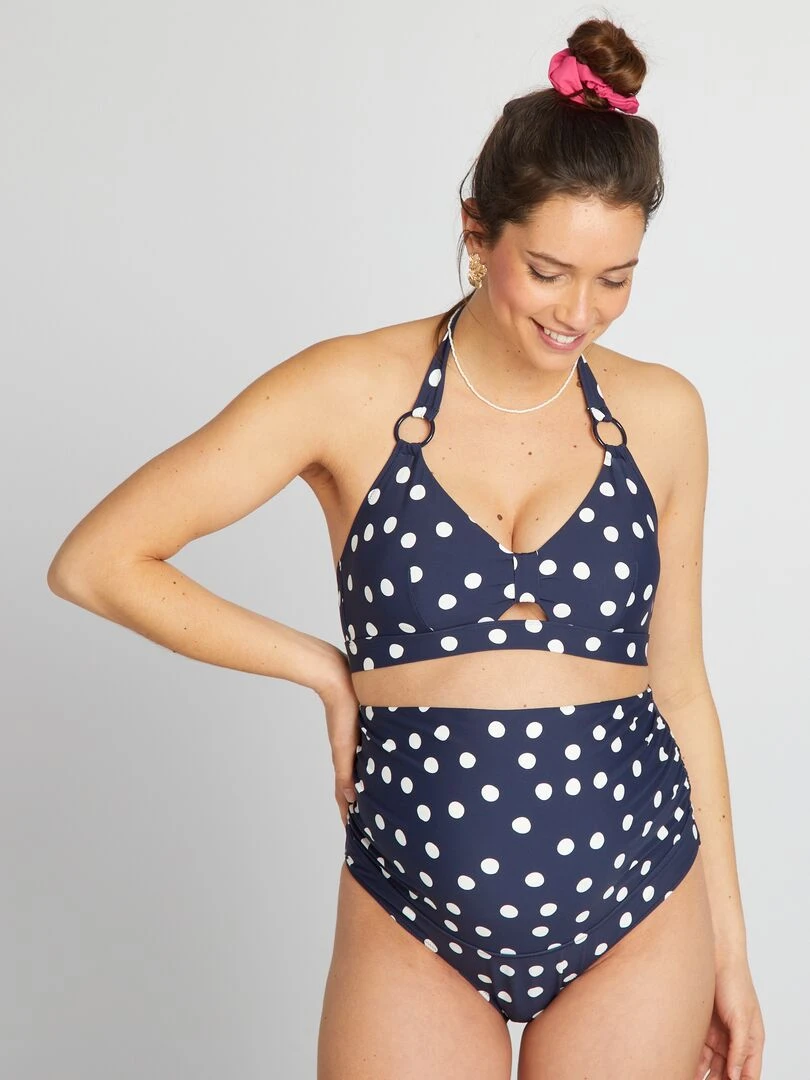 Culotte de bain maternité à pois   Bleu