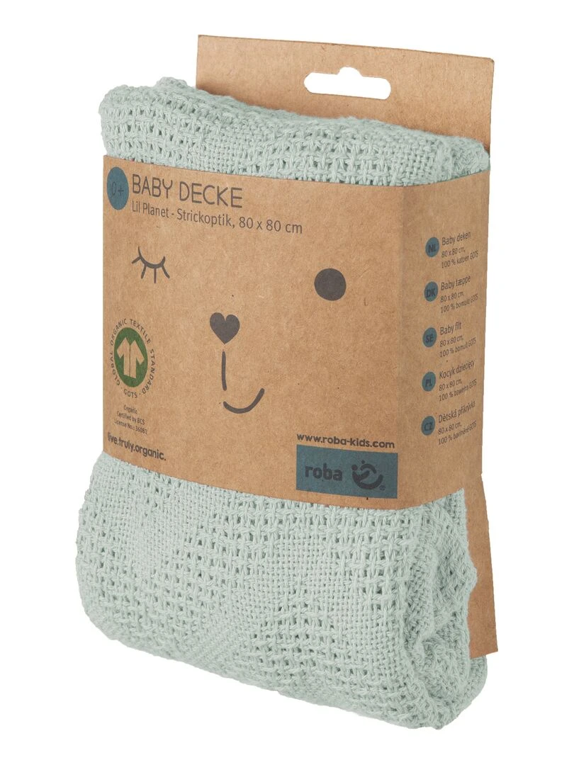 ROBA Couverture Bébé Bio "Lil Planet" Tricoté   80 c 80 cm   Vert Givré   Vert