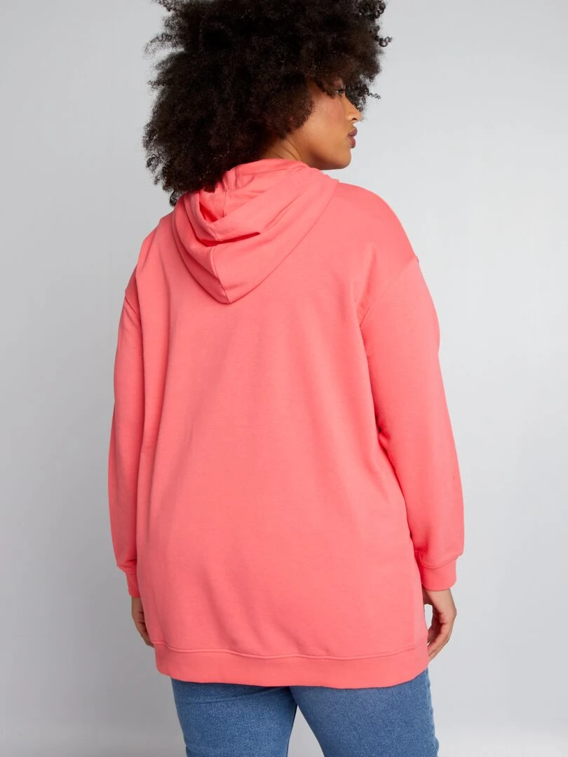 Sweat long à capuche   Rose