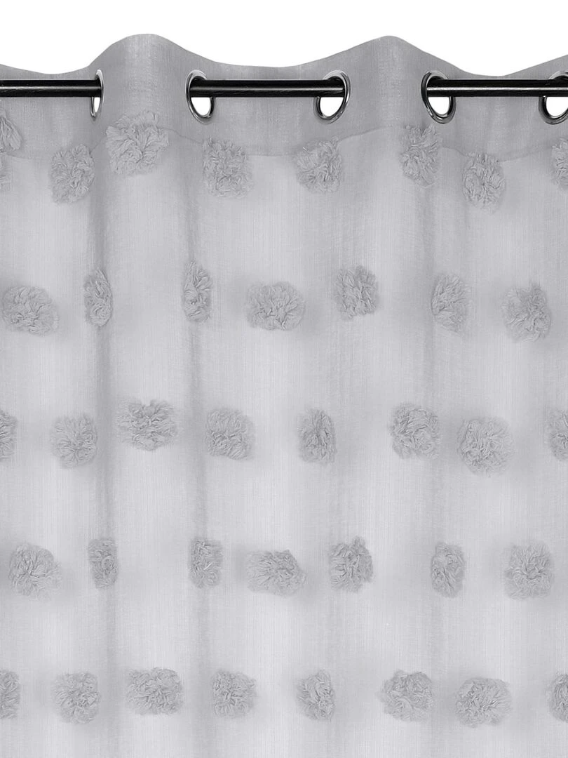Voilage fantaisie à pompons Gris perle