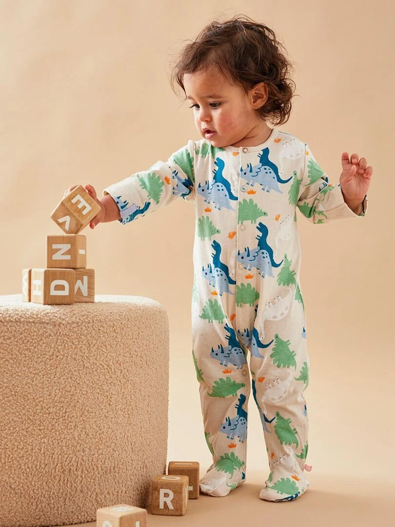 Pyjama 1 pièce imprimé dino en jersey Noukie's Bleu