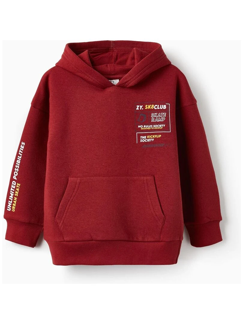 Sweat à capuche en molleton pour garçon 'SK8 Club' Skater's’ Dictionary Rouge foncé