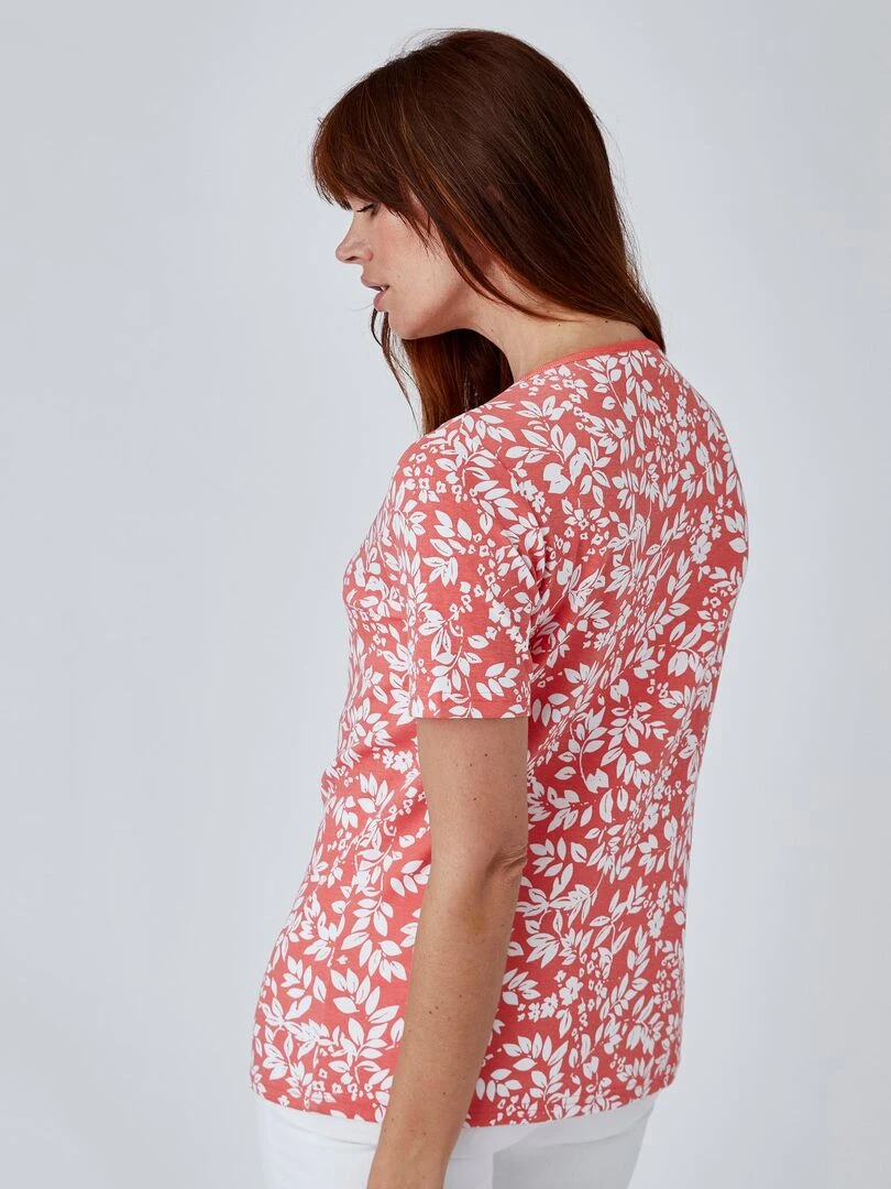 T shirt fine côte pur coton Damart Orange corail