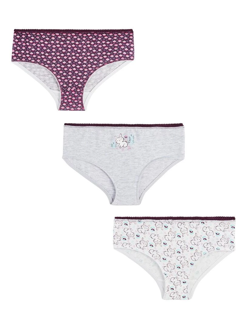Lot de 3 culottes fille Lapinou Multicolore