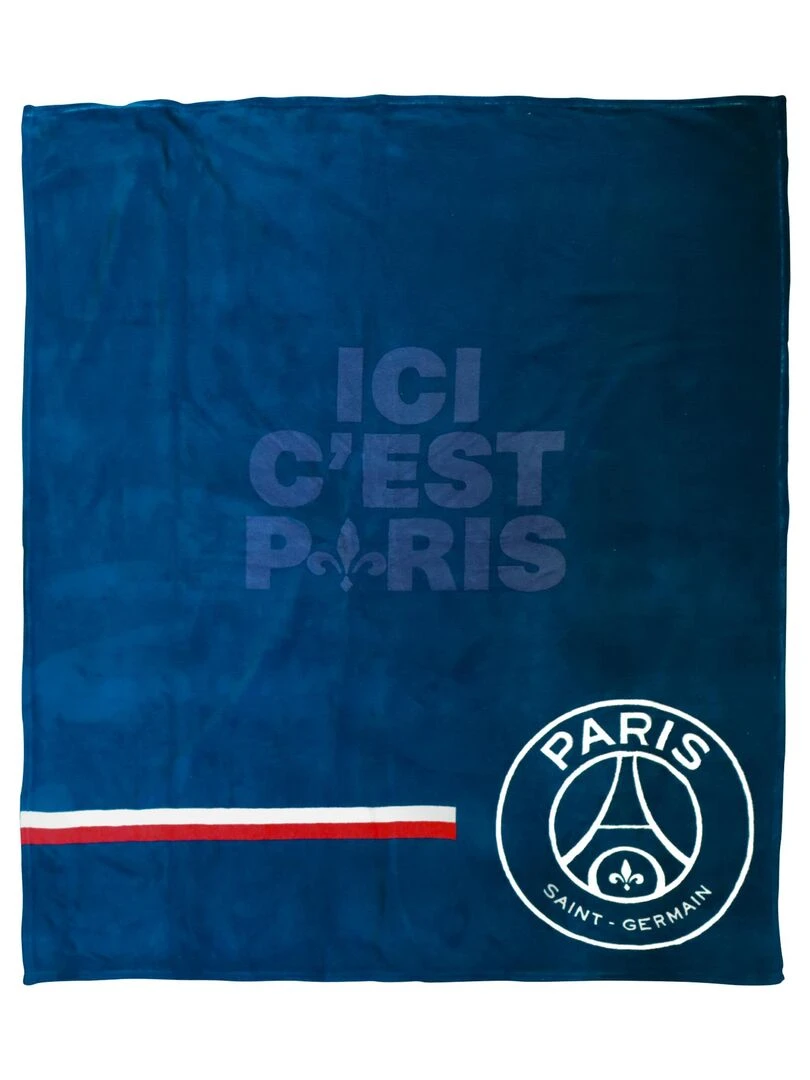 Plaid polaire imprimé toucher extra doux PSG PREMIUM Bleu